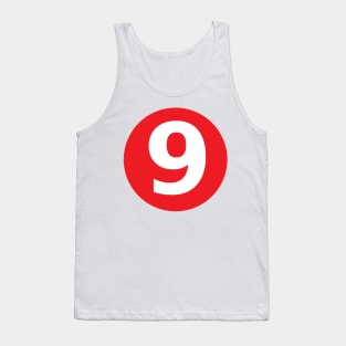 Number 9 Big Red Dot Letters & Numbers Tank Top